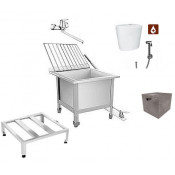 Видуар технический слив (поддон) 630х630х500 С ПОДЪЕМНОЙ РЕШЕТКОЙ, ПЕДАЛЬ, СМЕСИТЕЛЬ  с ПЕСКОУЛОВИТЕЛЕМ 17 литров и подставкой (решетка) , бачок для дез.раствора 